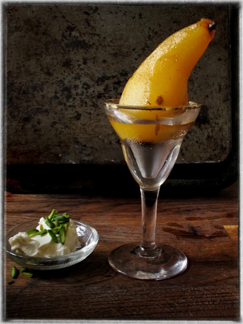 Pears poached in saffron