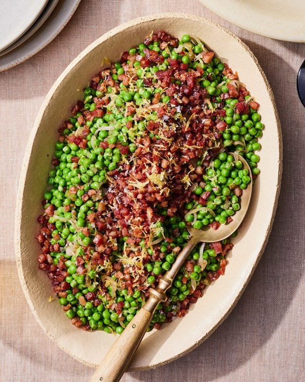 Peas and pancetta with lemon