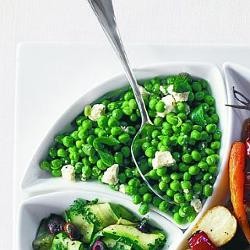 Peas with feta, mint & olive oil