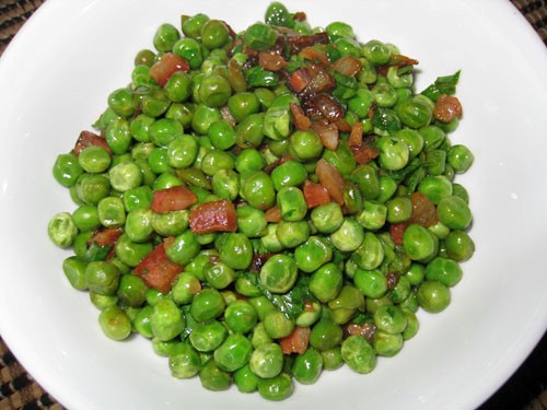 Peas with pancetta and shallots