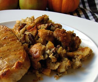 Pecan and apricot sourdough bread stuffing
