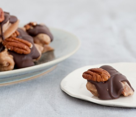 Pecan and chocolate pralines