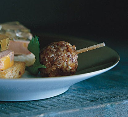 Pecan and goat cheese marbles