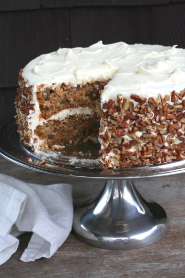 Pecan carrot cake with cream cheese frosting