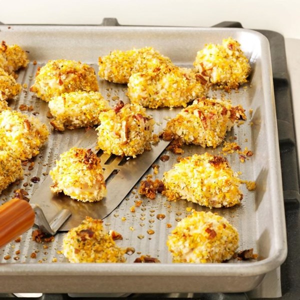 Pecan-crusted chicken nuggets