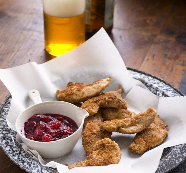 Pecan-crusted chicken with fresh cranberry sauce
