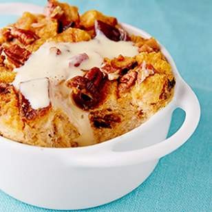 Pecan, date & pumpkin bread pudding