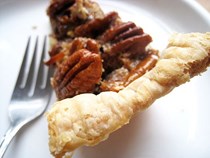 Pecan maple pie with kumquats and bourbon