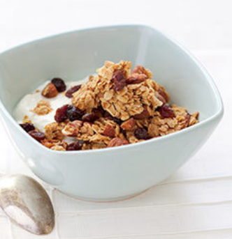 Pecan-orange granola with dried cranberries