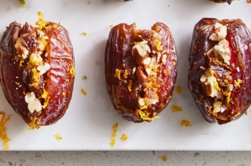 Pecan-orange stuffed dates 