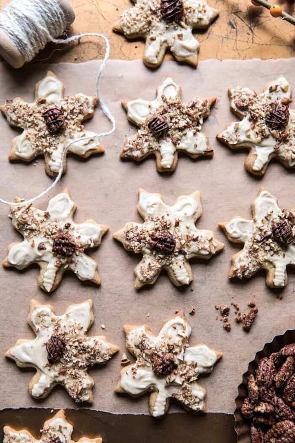 Pecan pie cookies with butter pecan frosting