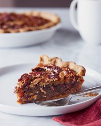 Pecan pie with candied ginger and rum