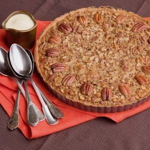 Pecan pie with maple cream