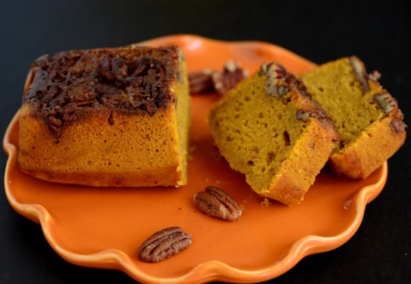 Pecan upside down mini pumpkin breads