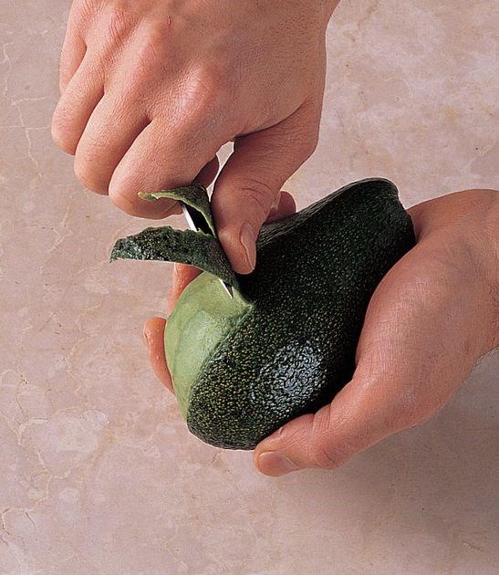 Peeling and slicing an avocado
