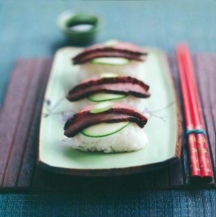 Peking duck nigiri sushi