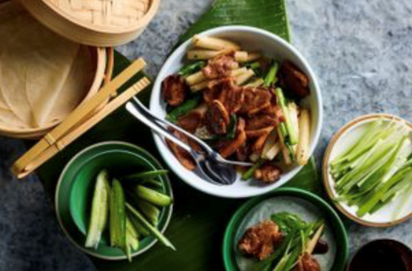 Peking duck stir-fry with pancakes