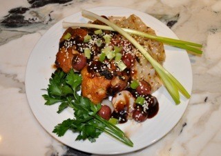 Peking style chicken with pan roasted grape hoisin