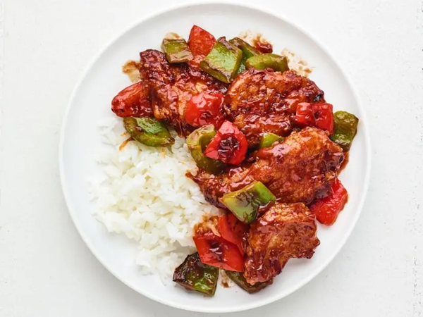 Peking-style sweet-and-sour pork and peppers