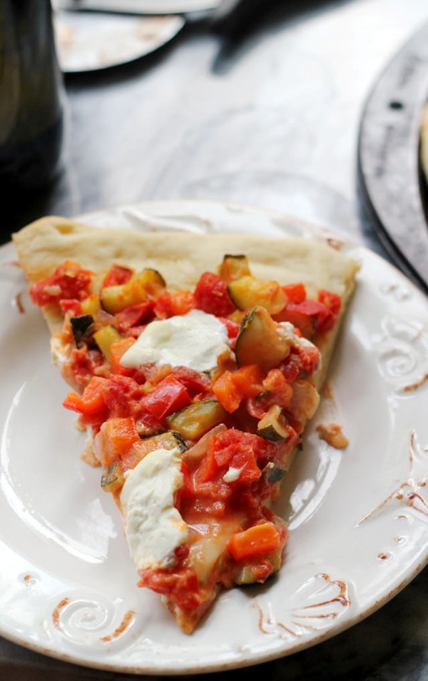 Penne a la vodka pizza with burrata