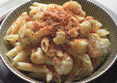 Penne and cauliflower with mustard breadcrumbs