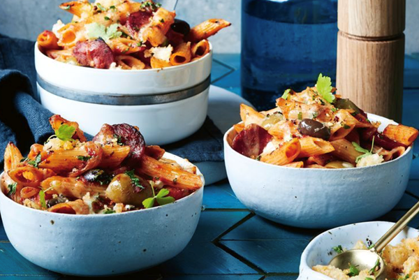 Penne arrabbiata al forno with chilli pangrattato