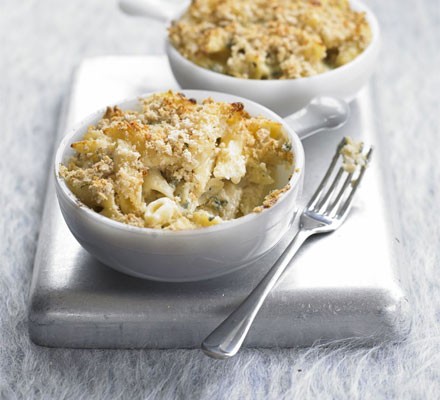 Penne baked with three cheeses