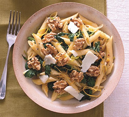 Penne with broccoli rabe, walnuts, and pecorino