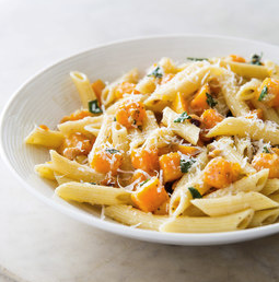 Penne with butternut squash and brown butter sauce