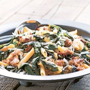 Penne with chard and sausage