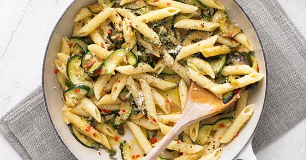Penne with courgette, chilli and sage