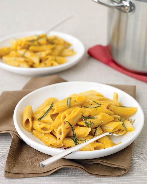 Penne with creamy pumpkin sauce