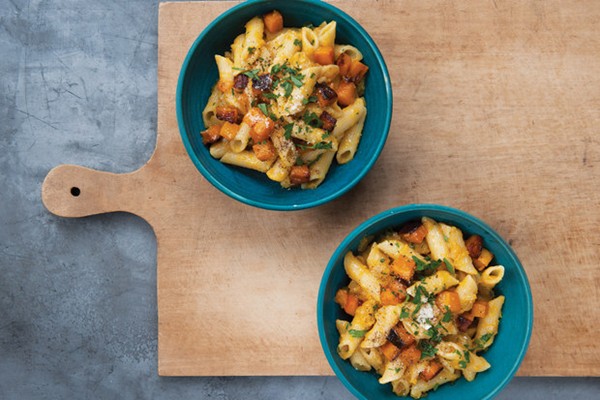 Penne with roasted butternut squash