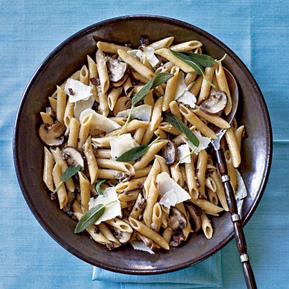 Penne with sage and mushrooms