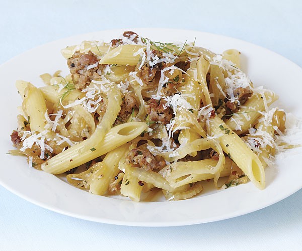Penne with sausage, fennel, and pecorino