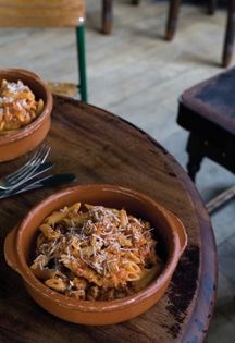 Penne with sausage, tomato and sage