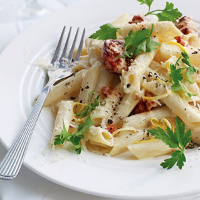 Penne with spicy sausage and lemon cream