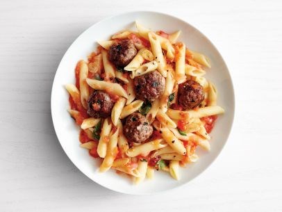 Penne with vodka sauce and mini meatballs