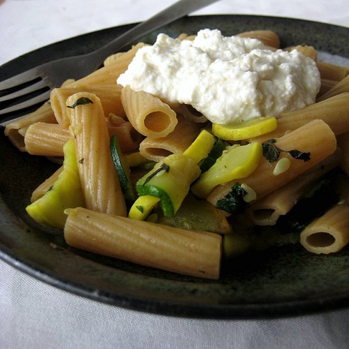 Pennette with summer squash and ricotta