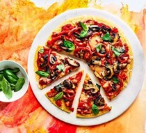 Pepper & mushroom  socca pizza