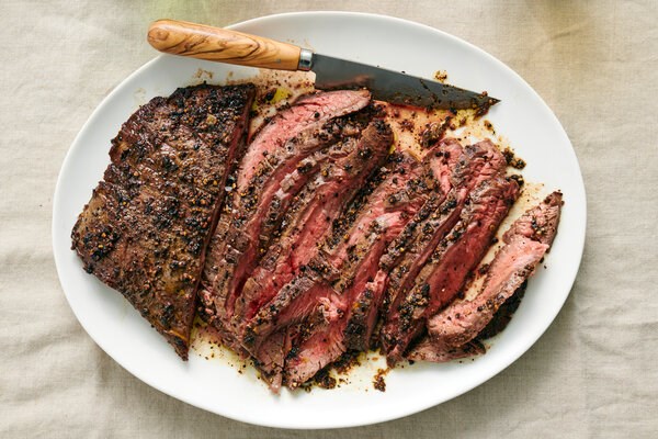 Pepper-crusted flank steak 