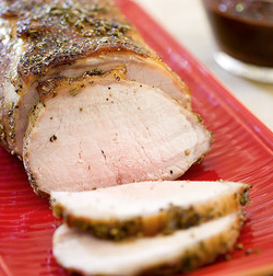 Pepper-crusted pork loin