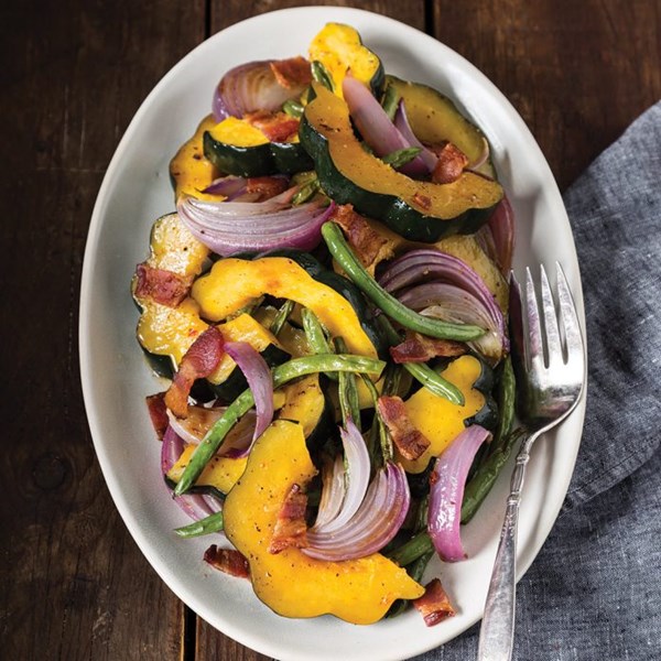 Pepper jelly-roasted squash and beans