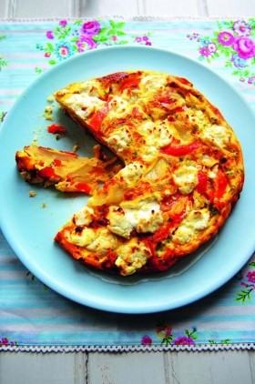 Pepper, potato and goat's cheese tortilla