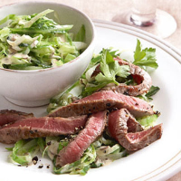 Pepper steak with hot coleslaw