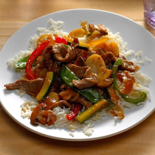 Pepper steak with squash