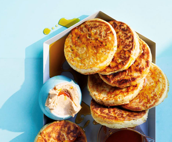 Pepperberry crumpets with whipped balsamic butter