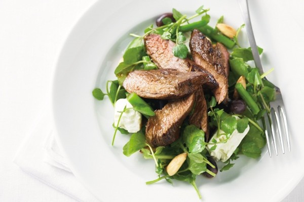 Peppered lamb, feta and watercress salad