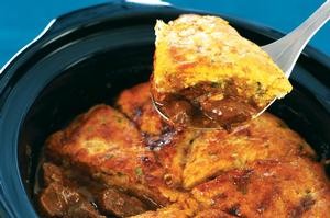 Peppered venison with Gorgonzola scones