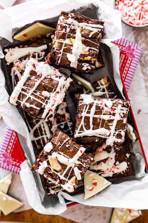 Peppermint bark brownies